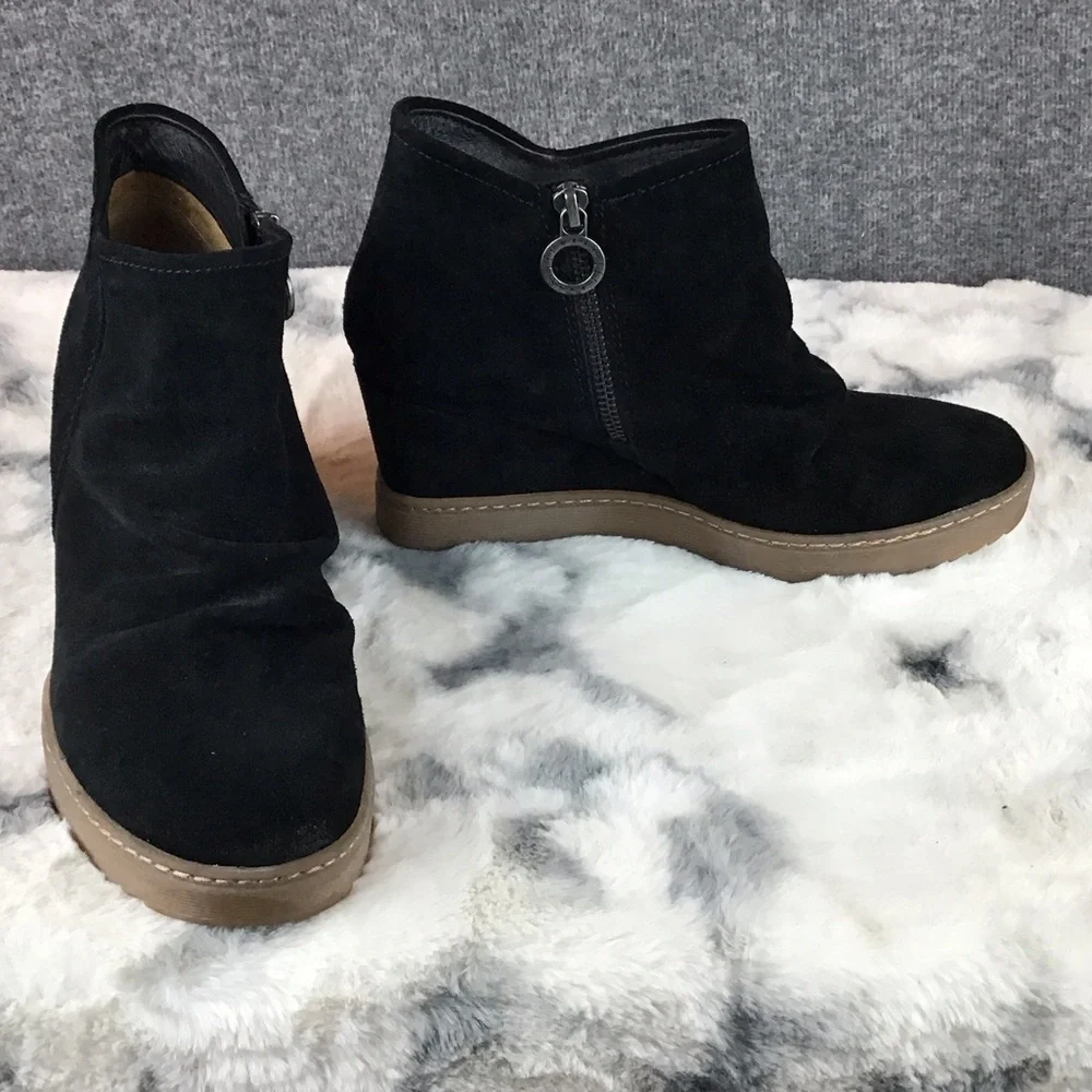 Sofft Suede Comfort Slouch Black Wedge Ankle Boots Size 9‎ M